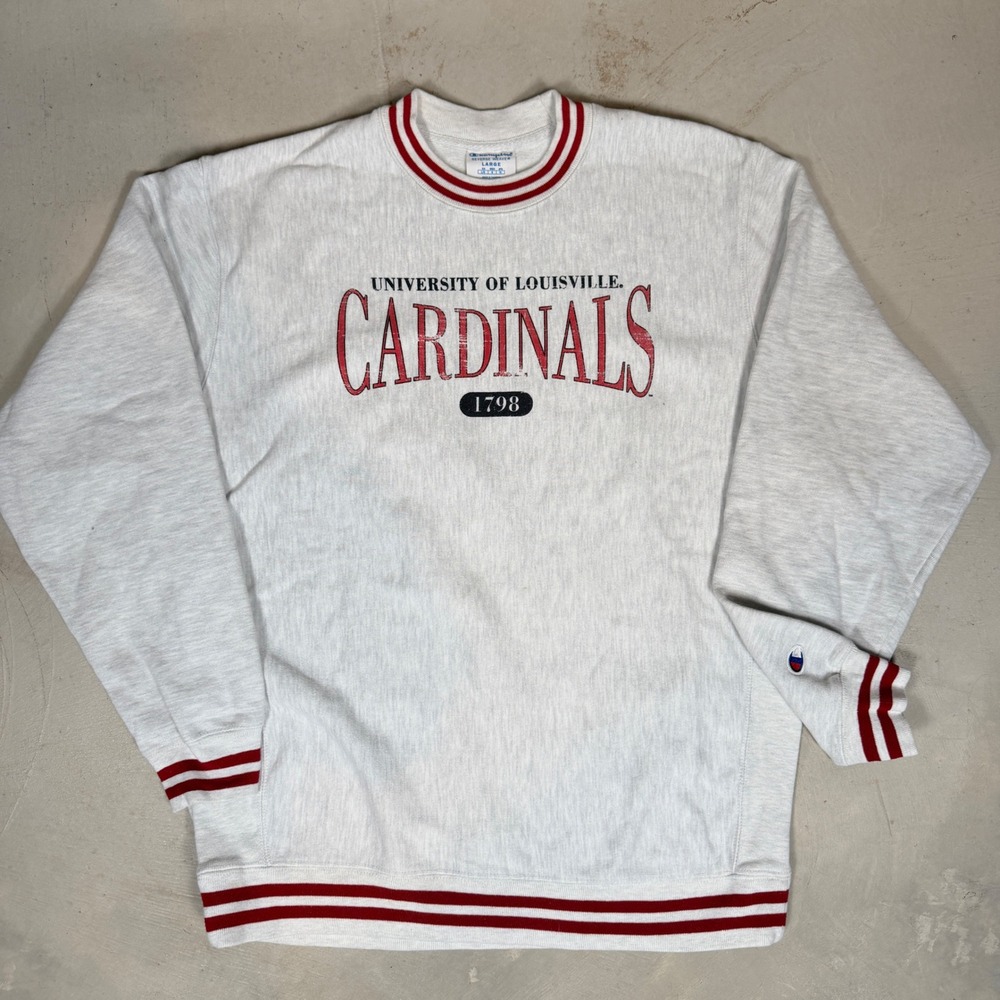 Champion Reverse Weave University of Louisville Cardinals Sweatshirt Gray Large - Picture 1 of 6